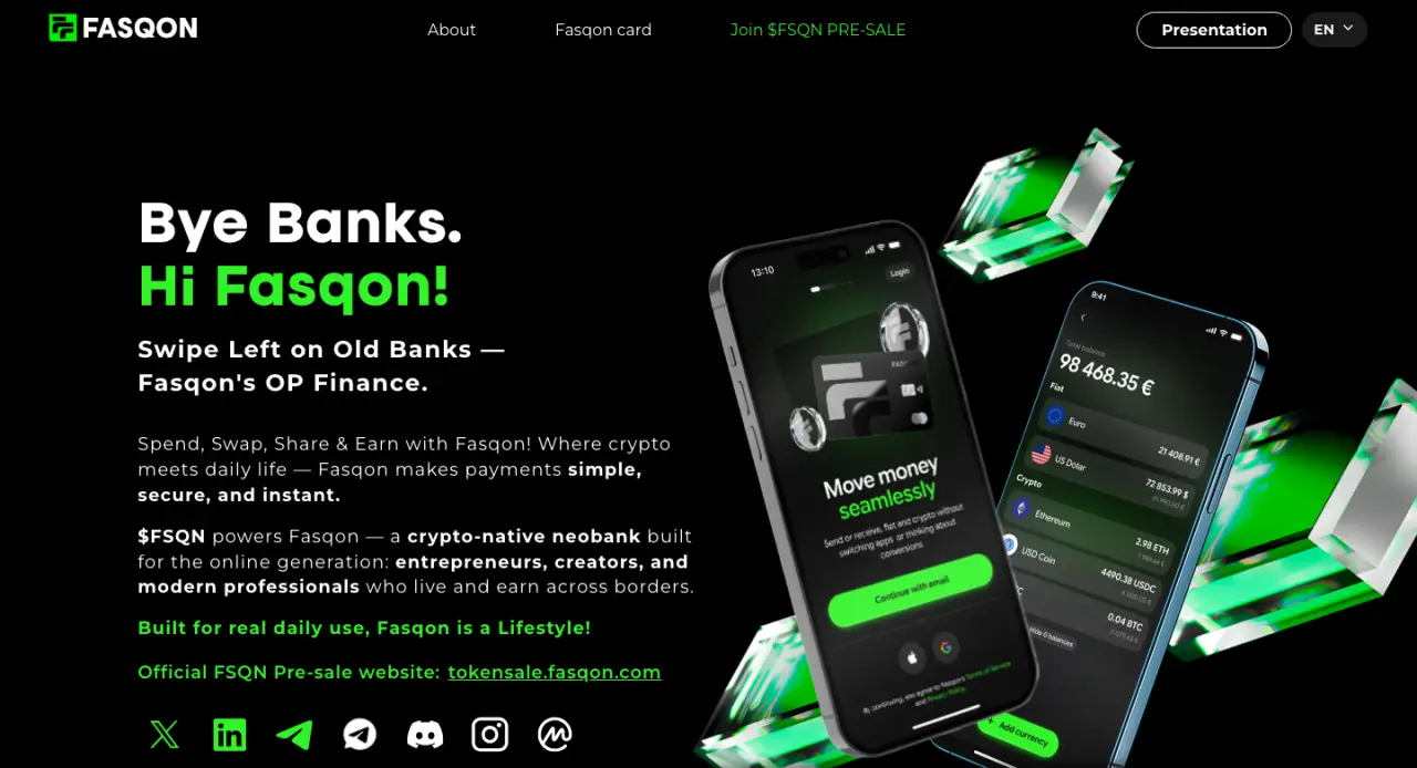 Fasqon — Crypto-Native Neobank Site